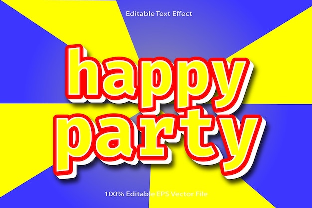 Happy party bewerkbaar teksteffect 3d reliëf cartoon verloopstijl