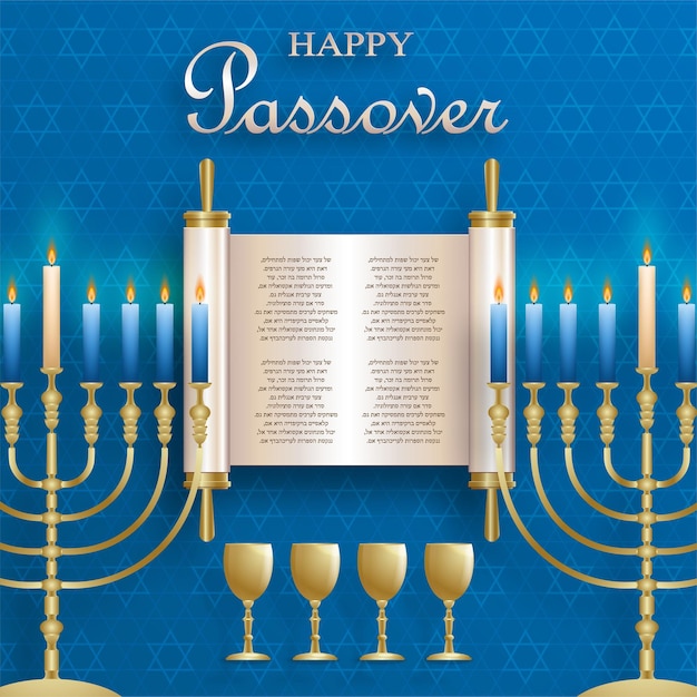 Vector happy passover card the pessah holiday with nice and creative jewish symbols