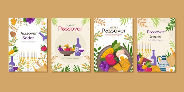 Vector happy passover card template for greeting card fashion commercial banner cover social media