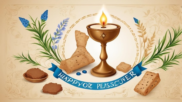 Happy Passover greeting vector illustration
