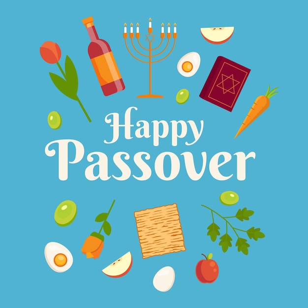 Happy passover illustration in flat design style