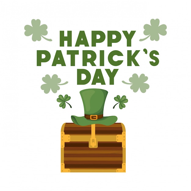 Happy patrick`s day label with leprechaun hat