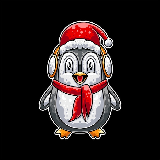 クリスマスの日に幸せなペンギンの漫画のキャラクター