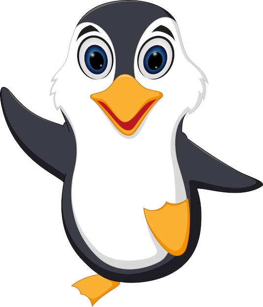 Vector happy penguin cartoon