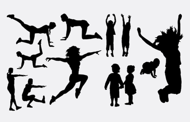 Happy people expression silhouette