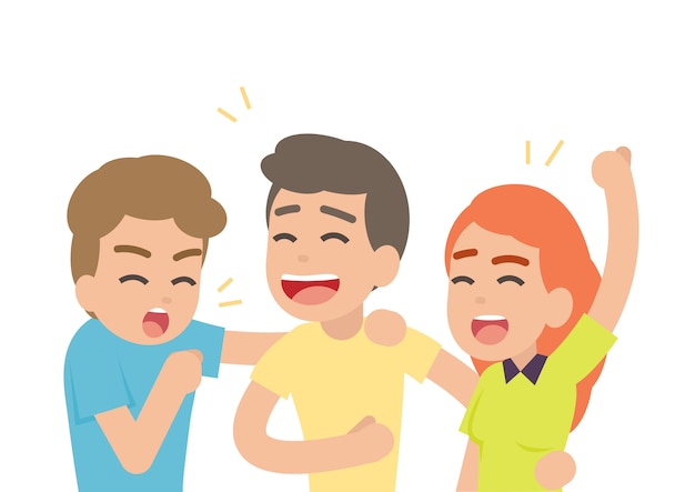 Happy people having fun and smiling laughing together, friendship concept, vector illustration.