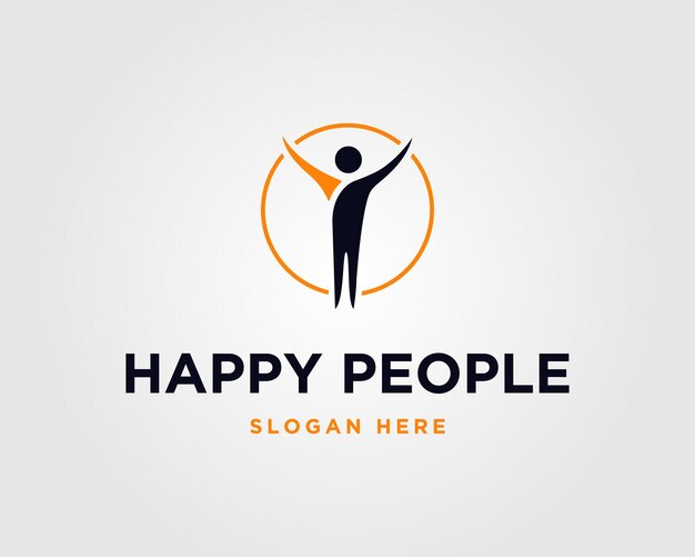 Vettore happy people success abstract logo design icon vector template