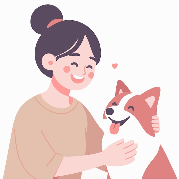 happy people with dogs vector illustration