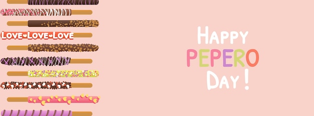 Vector happy pepero day background vector illustration with copy space