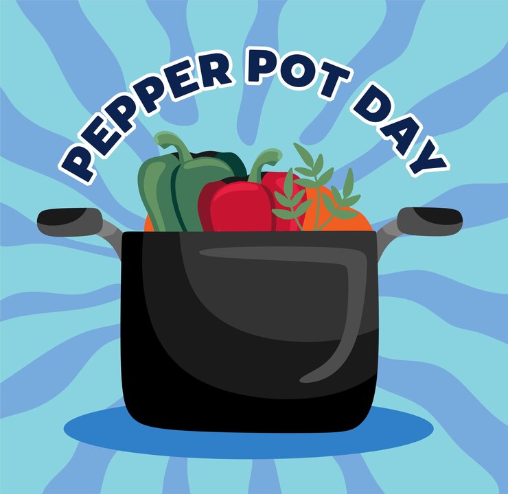 Vector happy pepper pot day with delicious pepper pot
