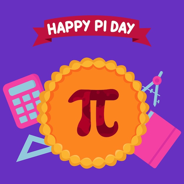 Happy Pi-dag vlakke afbeelding Vector