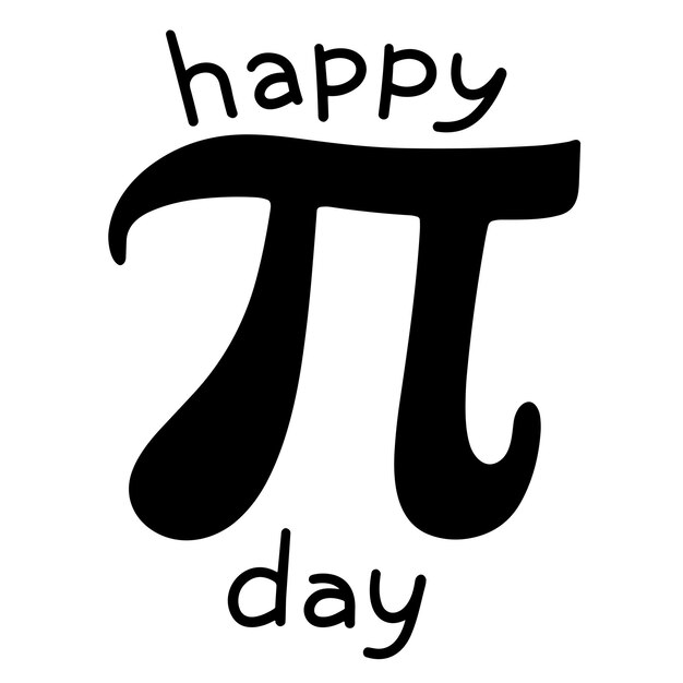 Vector happy pi day text banner in black color handwriting world sleep day inscription isolated on white