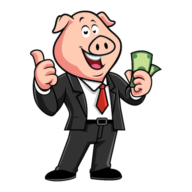 Vector happy pig cash