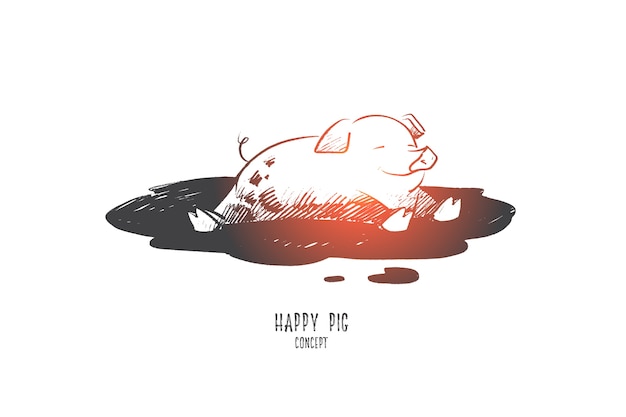 Happy pig concept illustration