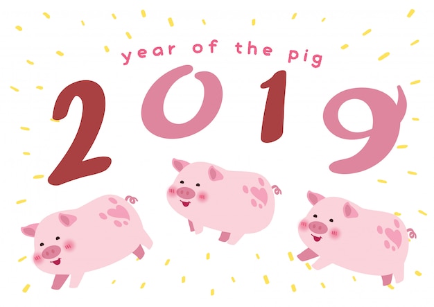 Vector happy pig new year 2019 illustrator vector