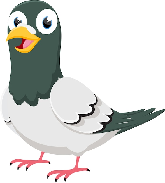 Vector happy pigeon cartoon character