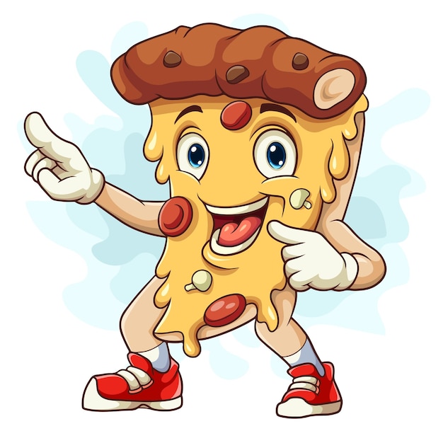 Vector happy pizza cartoon is showing