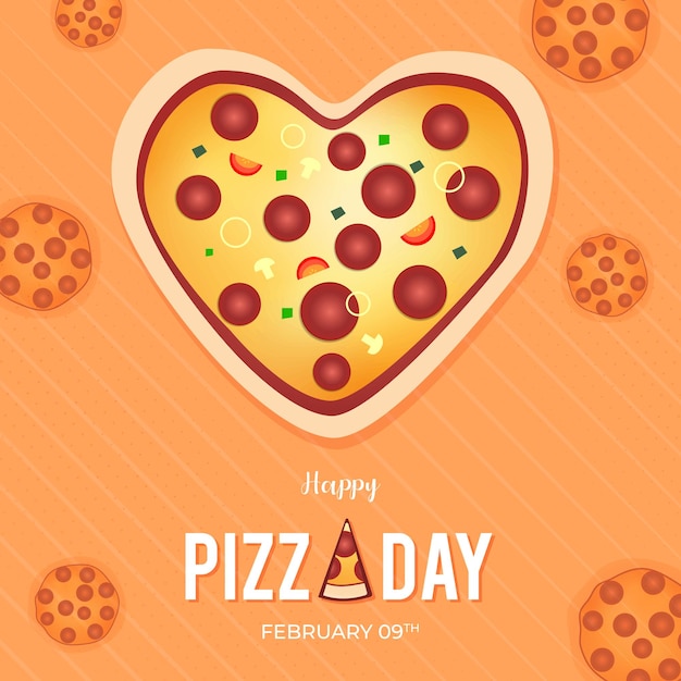 Happy pizza day 09 februari met het ontwerp van de pizzaillustratie