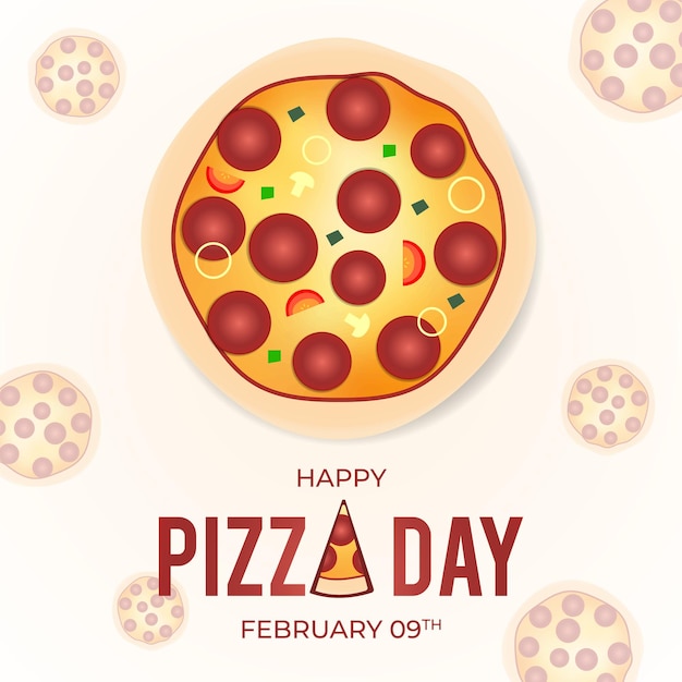 Happy pizza day 9 febbraio illustrazione design piatto