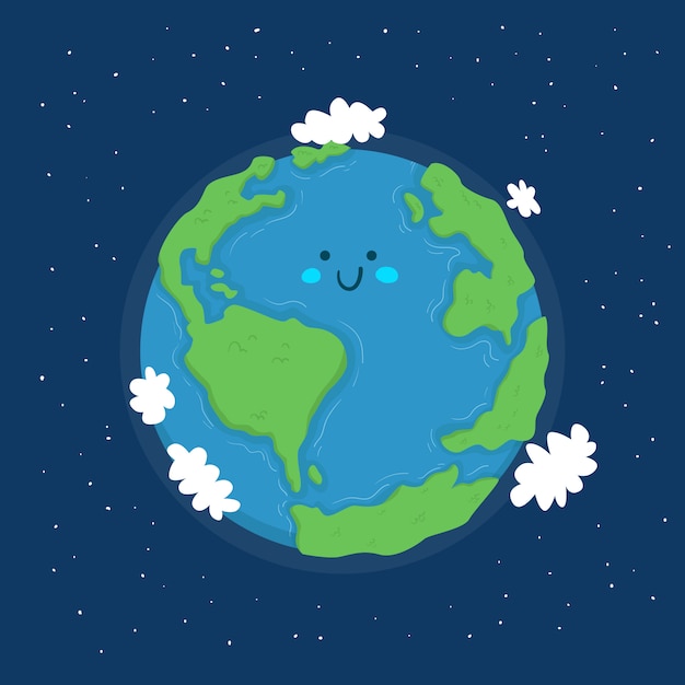 Happy planet earth globe illustration