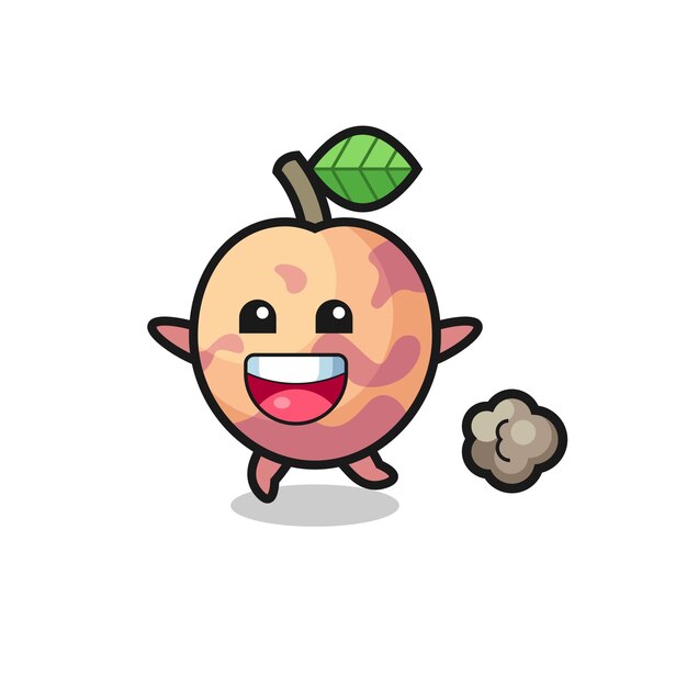 The happy pluot fruit cartoon with running pose