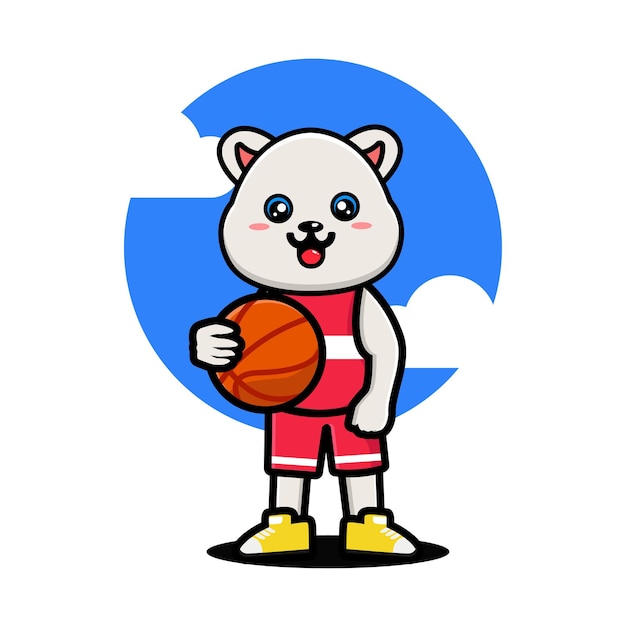 Happy polar playing basketball