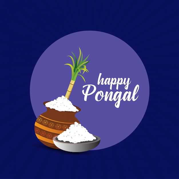 Sfondo pongal felice. vettore