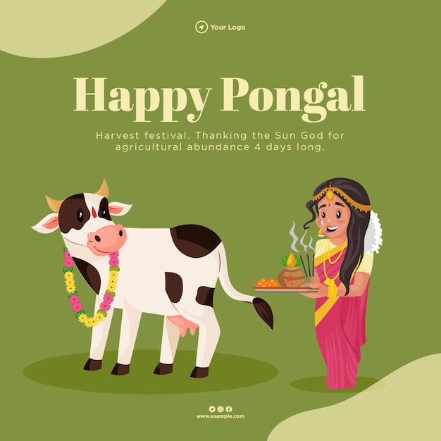 Modello di progettazione banner happy pongal