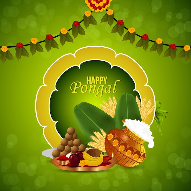 Vettore fondo felice della cartolina d'auguri di celebrazione pongal