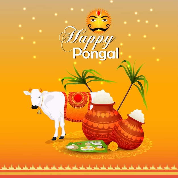 Fondo felice della cartolina d'auguri di celebrazione pongal