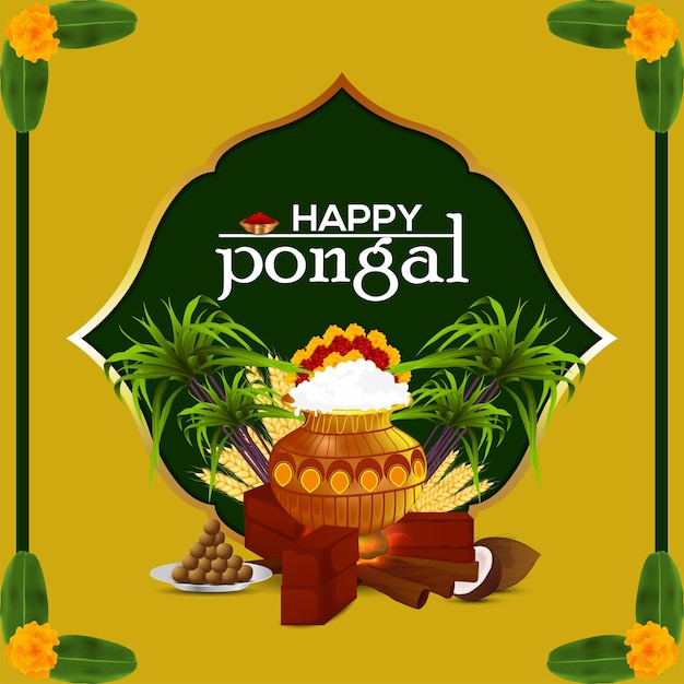 Happy pongal celebration greeting card