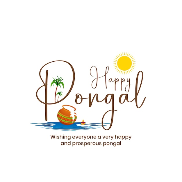 Happy Pongal creatieve typografie vector illustratie van het oogstfestival van Tamil Nadu Indiase