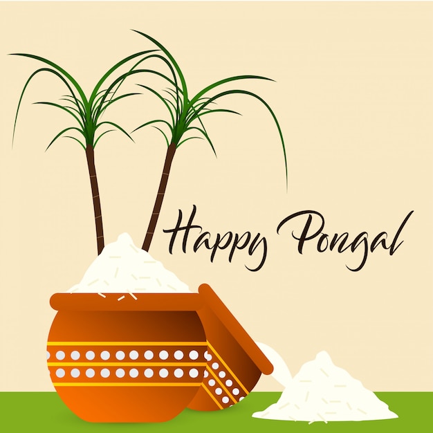 Happy pongal festival background - vector