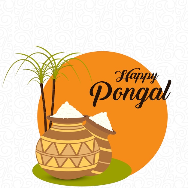 Happy pongal festival background - vector