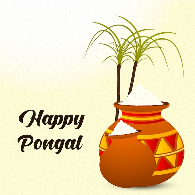 행복 Pongal 축제 배경-벡터