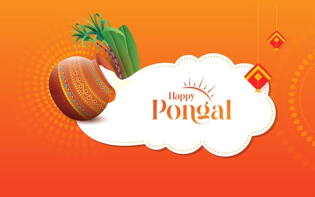 Happy pongal festival celebration background design template