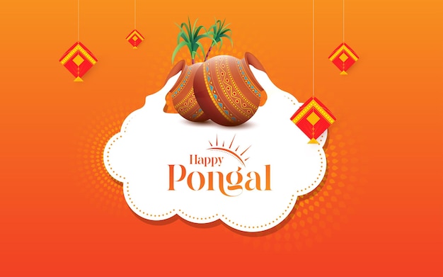 Happy Pongal festival Celebration Background design template