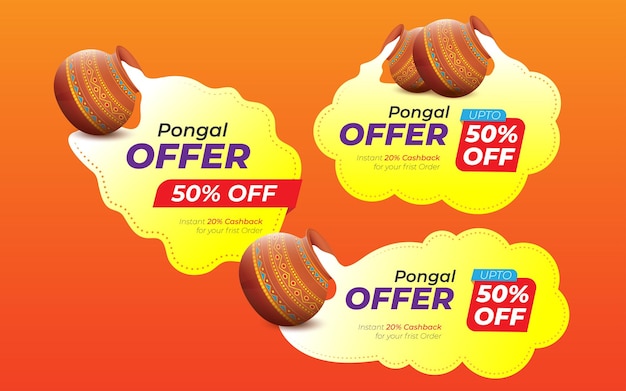 Happy Pongal festival offer design template