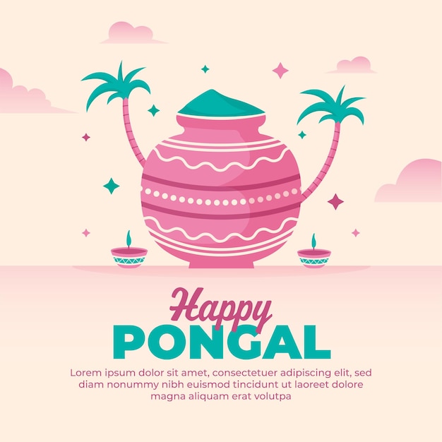 Happy Pongal Festival social media post ontwerpsjabloon