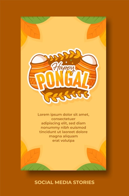 Happy Pongal Festival social media stories design template