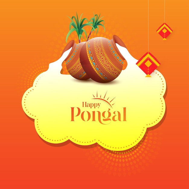 Happy Pongal festival viering achtergrond ontwerpsjabloon