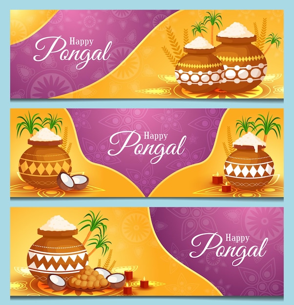 Happy Pongal Festivity Banner Set