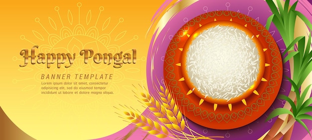 Happy pongal greetings banner templates