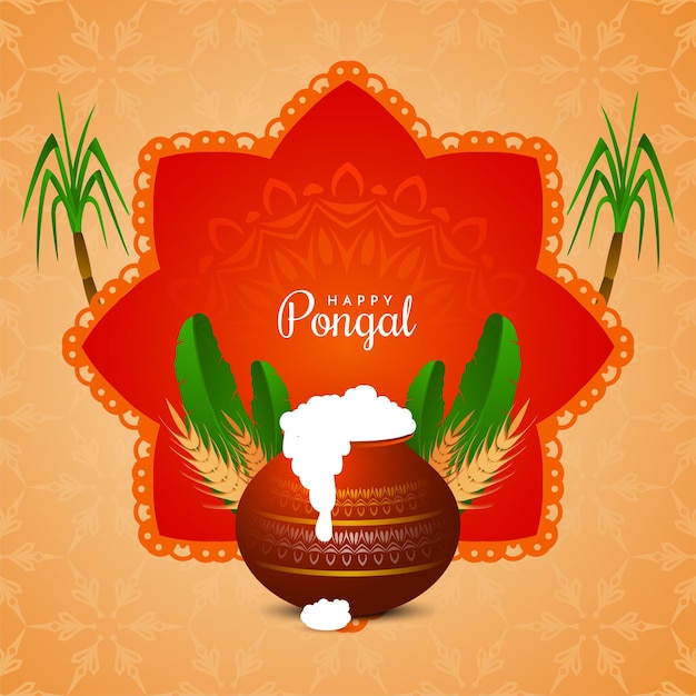 해피 Pongal 수확 축제 축하 전통적인 배경 벡터