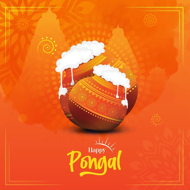 Happy Pongal Indian festival achtergrond ontwerpsjabloon