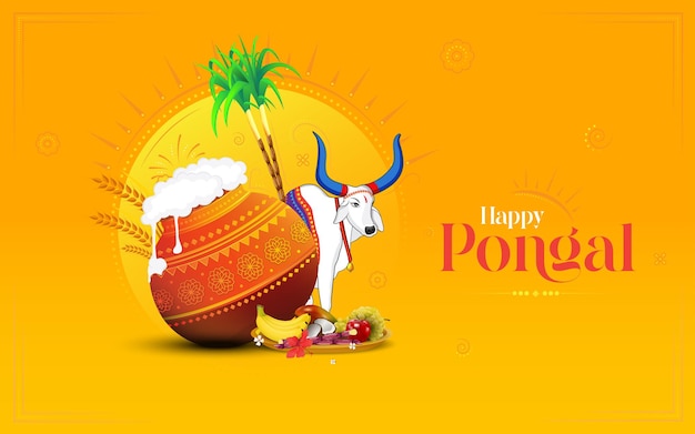 Happy Pongal Indian festival achtergrond ontwerpsjabloon