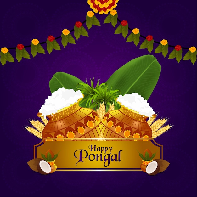 Happy pongal indian festival and background