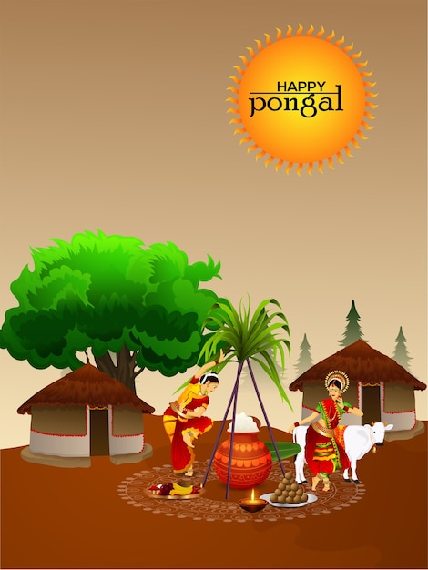 해피 Pongal 포스터 디자인