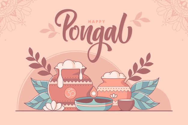 Happy pongal south india festival illustration