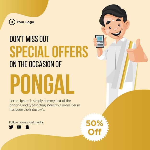 Happy pongal speciale aanbiedingen banner ontwerpsjabloon